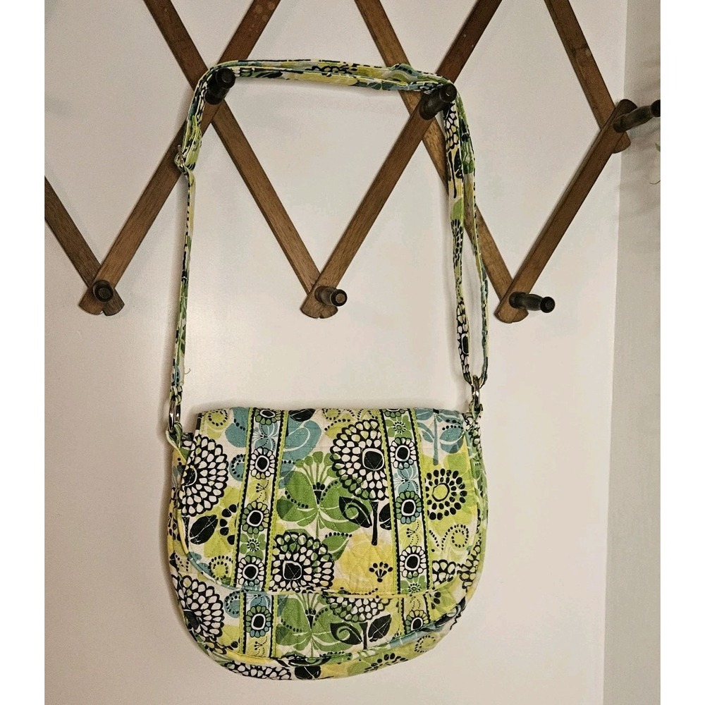 Vera Bradley Saddle Up Crossbody Bag In "Lime's Up" ‎ Pattern Purse Shoulder Bag
